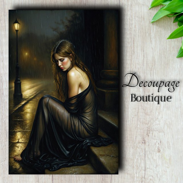 Papier Mousseline Dame en romance gothique noire Découpage (Lady In Black Gothic Romance Decoupage Tissue Paper)