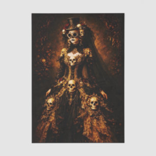 Papier Mousseline Dame gothique steampunk, robe au crâne FJ3L découp