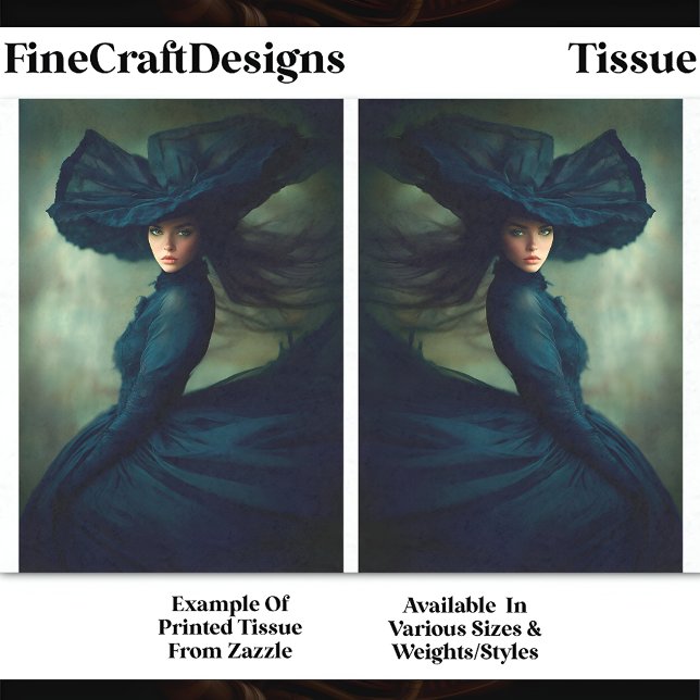 Papier Mousseline Dame mystique à minuit Blue DU2B Decoupage (Créateur téléchargé)