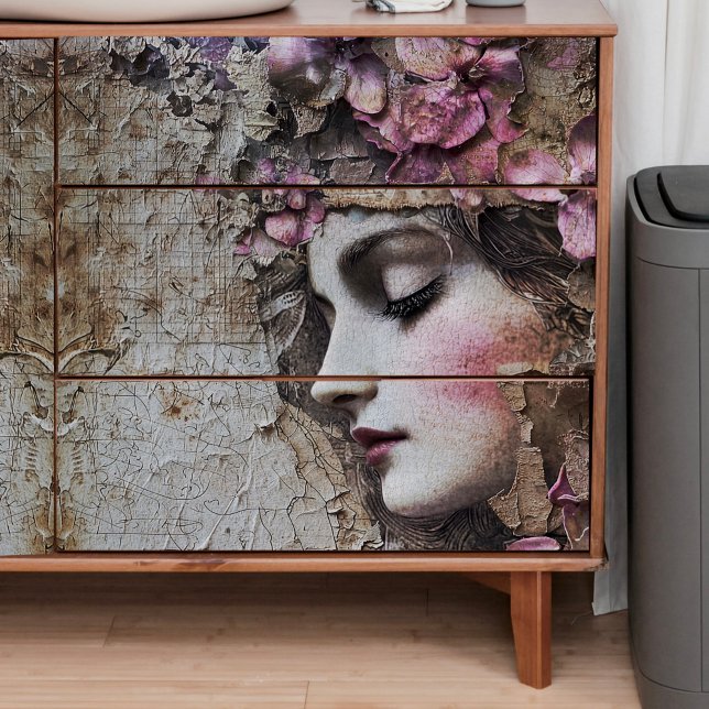 Papier Mousseline Dame Rose Endormie Decoupage (Créateur téléchargé)