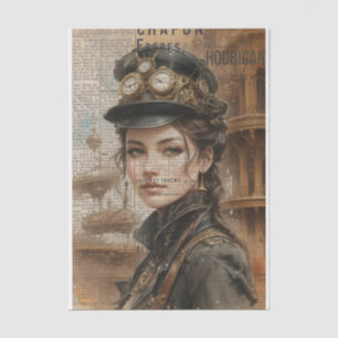 Papier Mousseline Dame Steampunk, Ephémère Victorienne