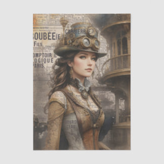 Papier Mousseline Dame Steampunk, Ephémère Victorienne