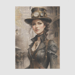 Papier Mousseline Dame Steampunk, Ephémère Victorienne