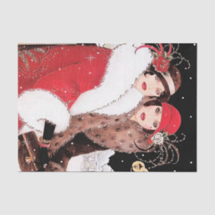 Papier Mousseline dames de Noël art déco rétro