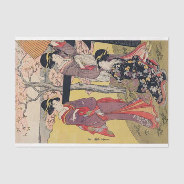 Papier Mousseline DAMES JAPONAISES AVEC BLOSSOM DE FROMAGE Papier Ti (Recto)