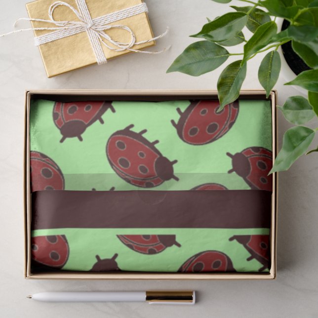 Papier Mousseline Dames rouges sur fond vert (Cadeau)