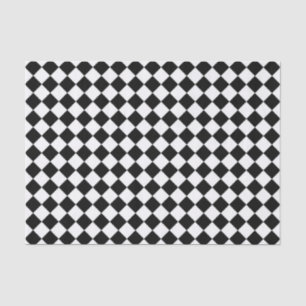 Papier Mousseline Damier blanc noir de diamant
