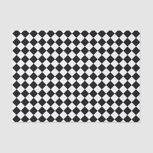 Papier Mousseline Damier blanc noir de diamant (Recto)