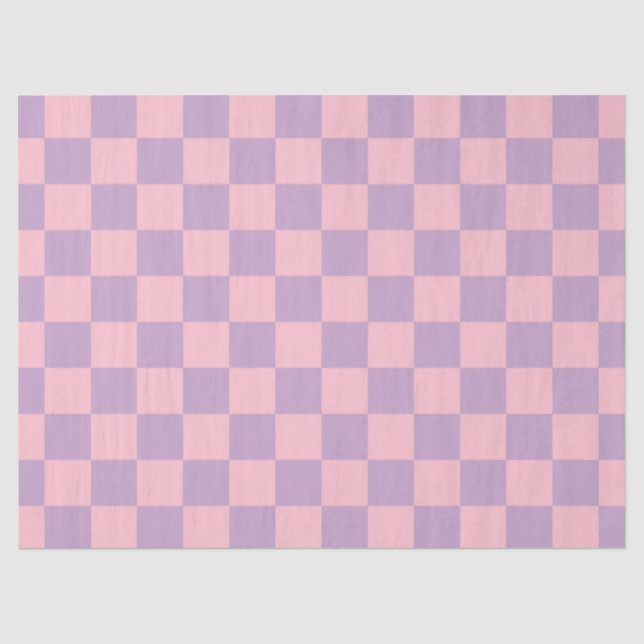 Papier Mousseline Damier lilas et rose (Recto)