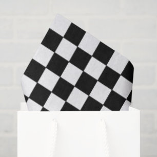 Papier Mousseline Damier Noir et Blanc Thème de Voiture de Course