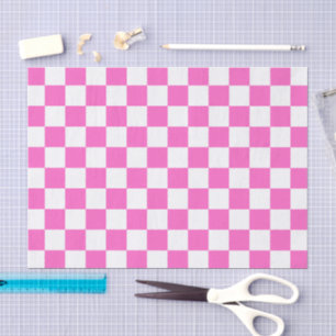 Papier Mousseline Damier rose visuel classique