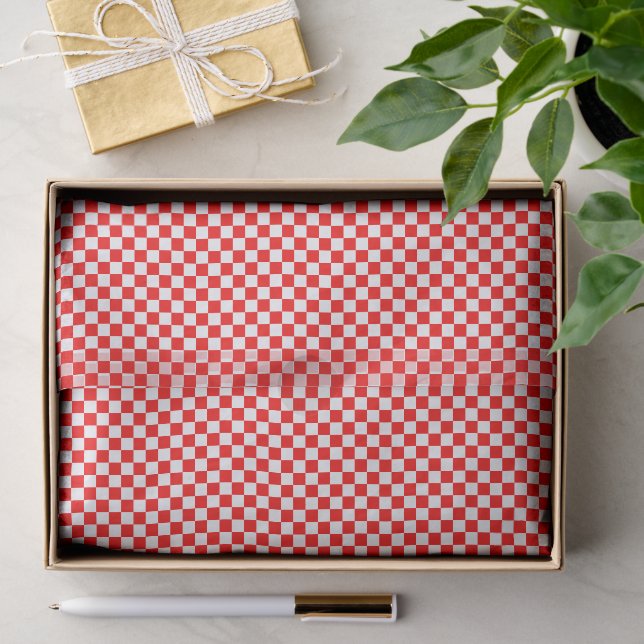 Papier Mousseline Damier rouge et blanc croate (Cadeau)