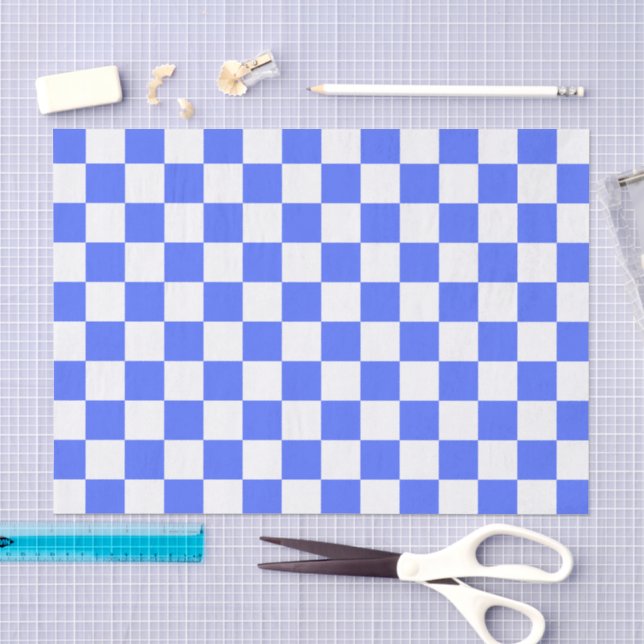 Papier Mousseline Damier saphir classique visuel  (Artisanat)