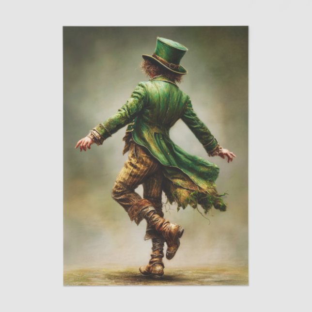 Papier Mousseline Dancing Leprechaun Irish Portrait FD6L Decoupage (Recto)