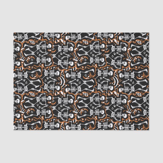 Papier Mousseline Dancing Skeletons Halloween ou Jour des Morts (Recto)