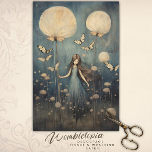 Papier Mousseline Dandelion de fille lunaire et déroupage papillon