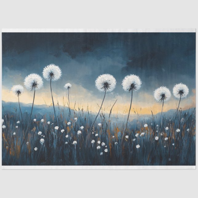 Papier Mousseline Dandelion Fluff Dramatique Peinture Découpage (Recto)