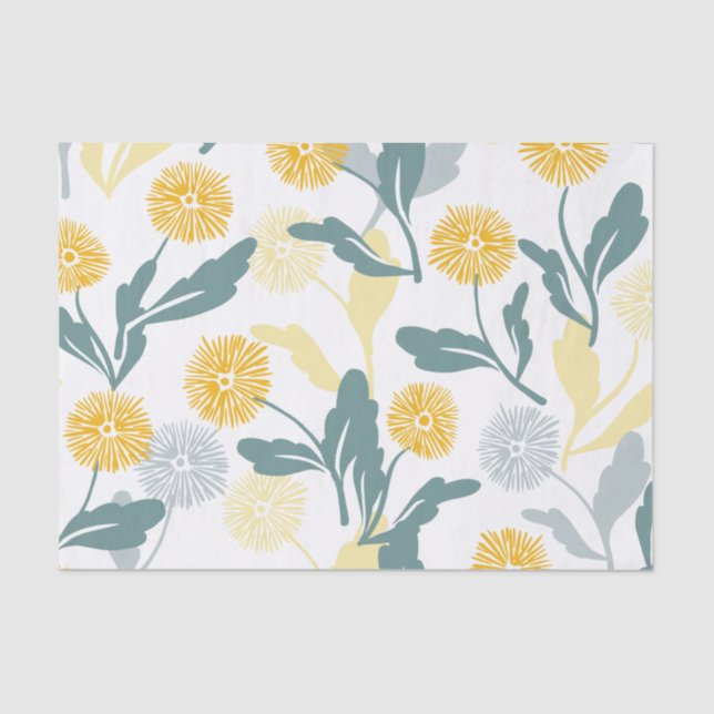 Papier Mousseline Dandelion motif floral blanc ver (Recto)