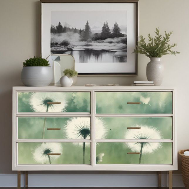 Papier Mousseline Dandelion vert Horizons délicats Découpage Imprime (Créateur téléchargé)