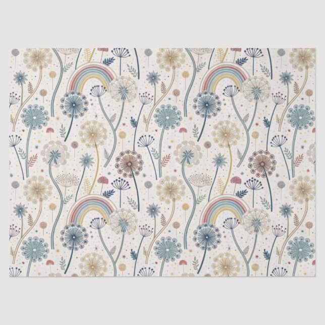 Papier Mousseline Dandelions Whimsical Rainbow et Botanical (2) (Recto)