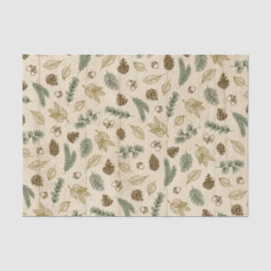Papier Mousseline dans les bois rustique feuille brindilles pinecone