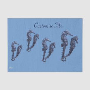 Papier Mousseline Danse Des Chevaux De Mer (Bleu)