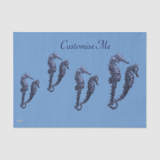 Papier Mousseline Danse Des Chevaux De Mer (Bleu)
