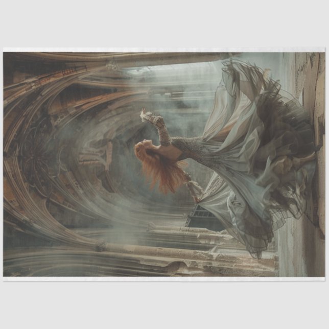 Papier Mousseline Danser dame robe flottante cathédrale découpage (Recto)