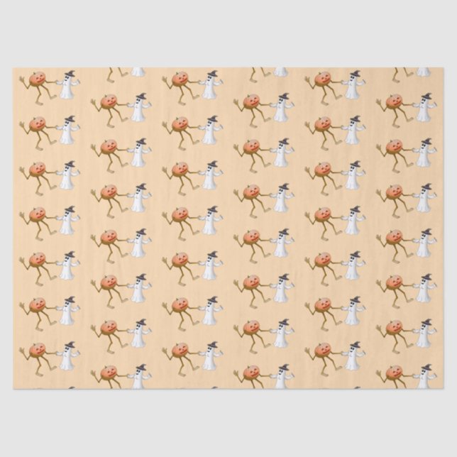 Papier Mousseline Danser Halloween Citrouille et fantôme (Recto)