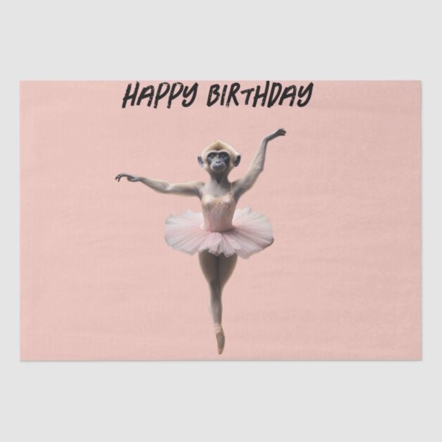 Papier Mousseline Danseur De Ballet Gibbon Monkey Dans Un Tutu, (Recto)