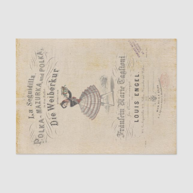 Papier Mousseline Danseur vintage Polka (Recto)