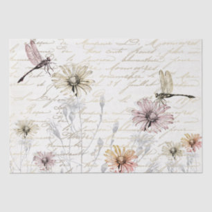 Papier Mousseline Danseurs Damselfly French Script Meadow Decoupage