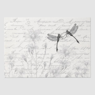 Papier Mousseline Danseurs Damselfly French Script Meadow Decoupage