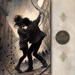 Papier Mousseline Danseurs de rue avec découpage musical tourbillonn