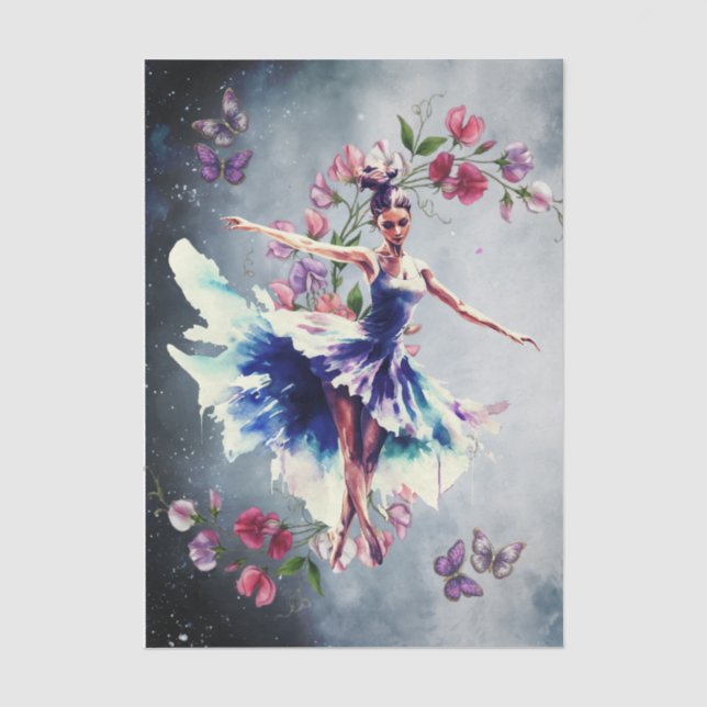 Papier Mousseline Danseuse de ballet abstrait Art Collage Decoupage (Recto)