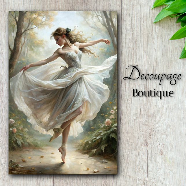 Papier Mousseline Danseuse de ballet romantique Forêt Découpe (Romantic Ballerina Dance Forest Decoupage Tissue Paper)