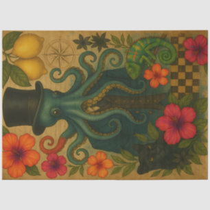 Papier Mousseline Dapper Octopus Gentleman Nautical Decoupage