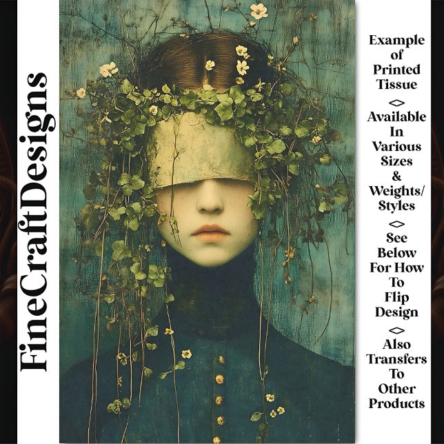 Papier Mousseline Dark Academia Botanical Figure BD8 Découpage (Créateur téléchargé)