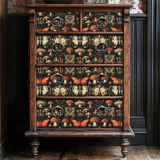 Papier Mousseline Dark Academia Vintage Red Fly Agaric Moth