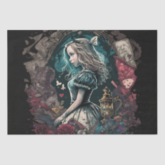 Papier Mousseline Dark Alice au pays des merveilles vintage decoupag