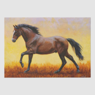 Papier Mousseline Dark Bay Stallion Horse Galloping