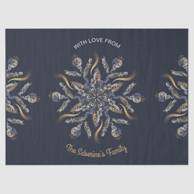 Papier Mousseline Dark Blue & Gold Midnight Sparkle Stars New Year  (Recto)