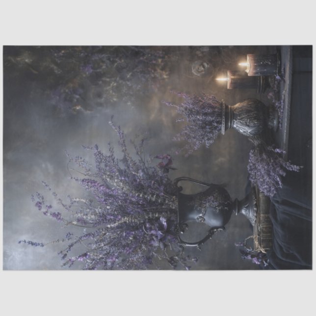 Papier Mousseline Dark Lavender Floral Bouquet for Decoupage (Recto)