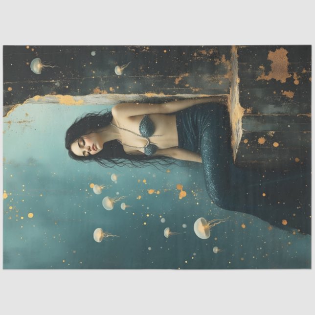 Papier Mousseline Dark Mermaid Decoupage Paper Ocean Fantasy (Recto)