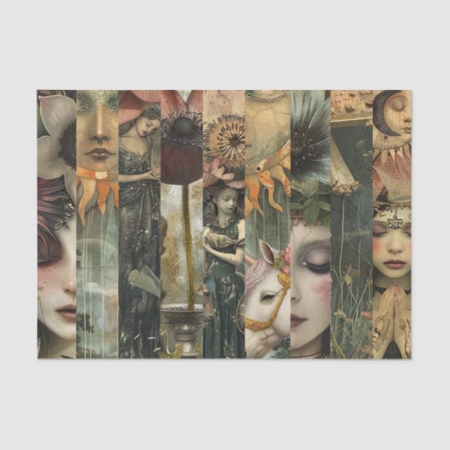 Papier Mousseline Dark Moody Fantasy Garden Collage Decoupage (Recto)