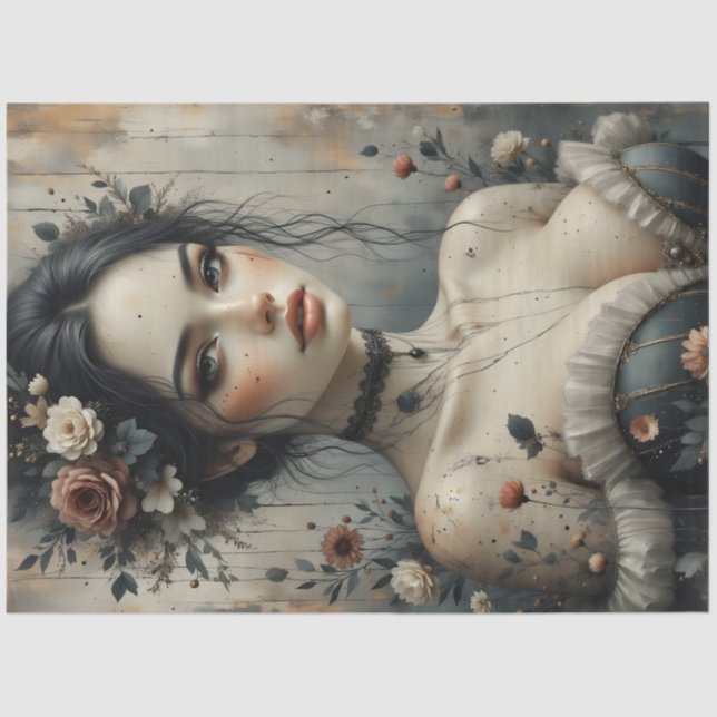 Papier Mousseline Dark Romantic Woman Portrait Decoupage (Recto)