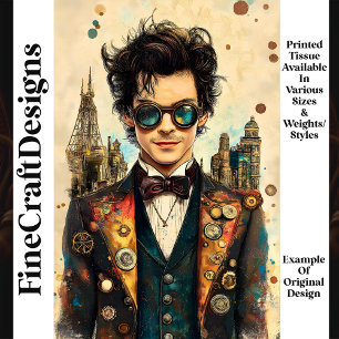 Papier Mousseline Dashing Steampunk Man Ornate Outfit P6 Decoupage