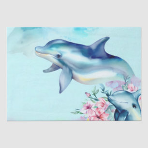 Papier Mousseline Dauphin aquarelle peint
