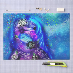 Papier Mousseline Dauphin blanc bleu Turquoise découpage nautique