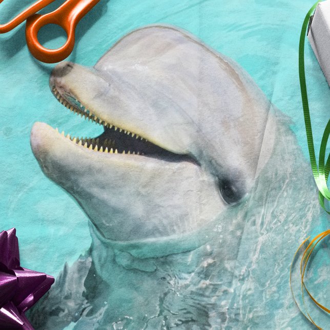 Papier Mousseline Dauphin souriant heureux (Ocean-inspired tissue paper for gifts, scrapbooking, and creative decoupage projects.






)